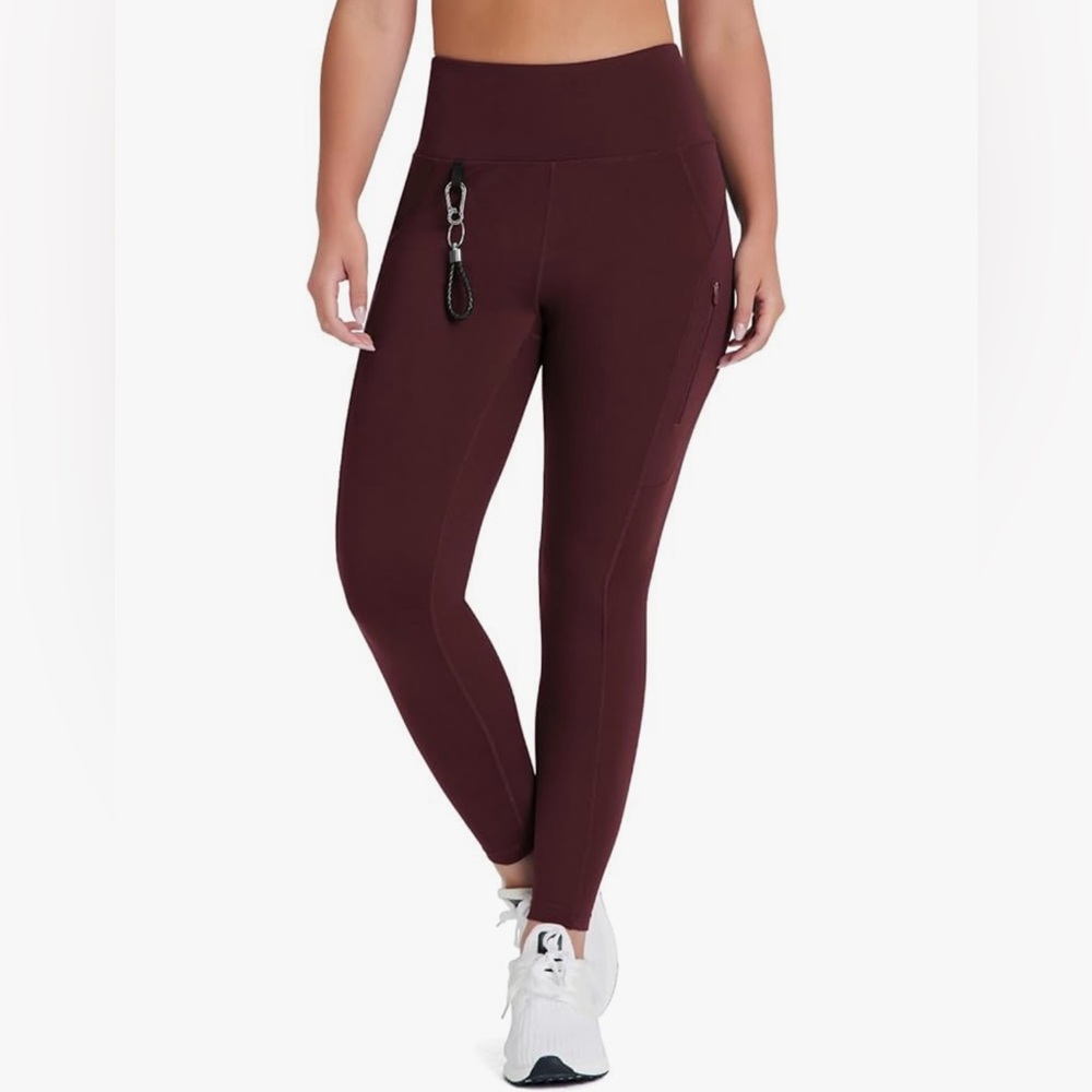 Emlovm Burgundy Leggings with Pockets